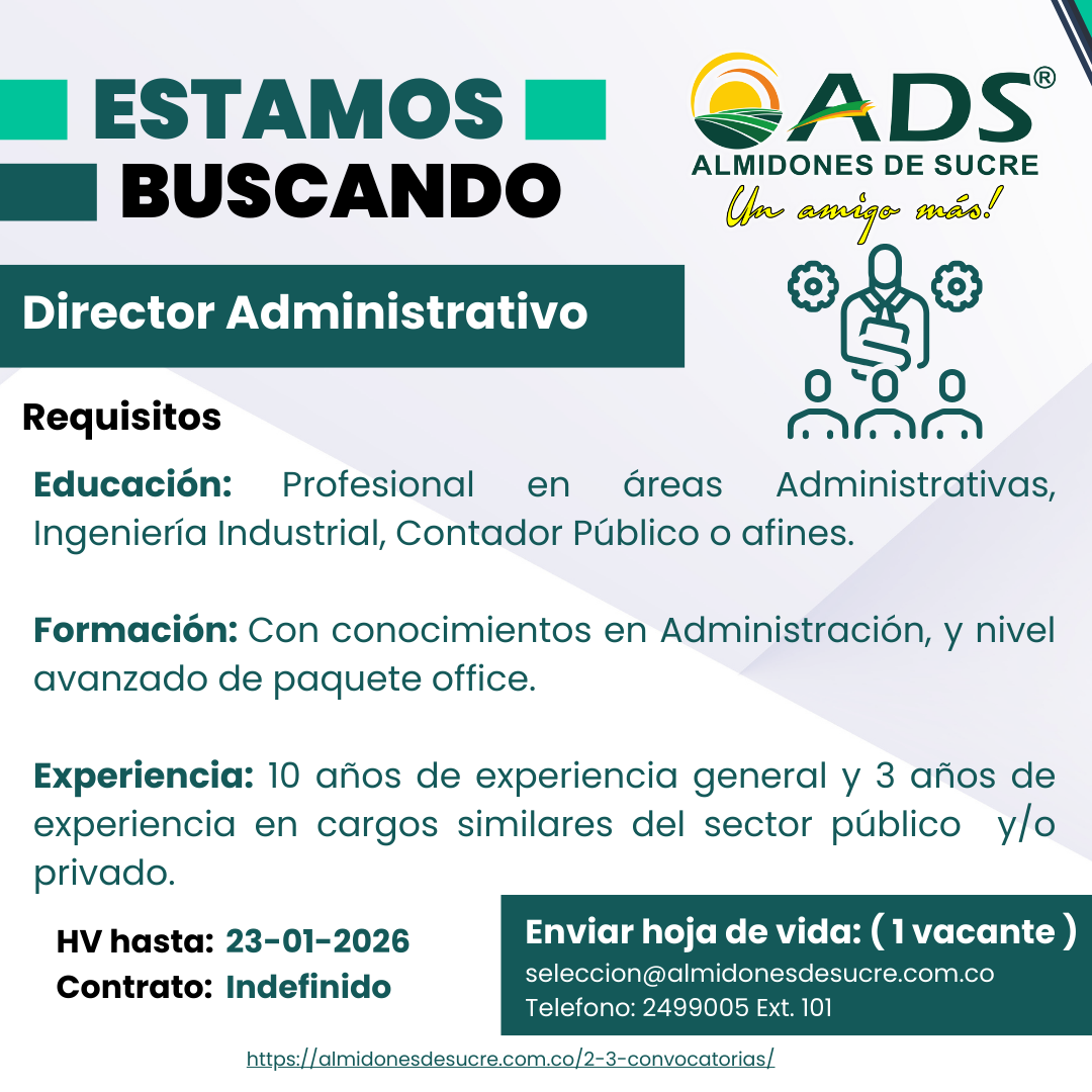 VACANTE DIRECTOR ADMINISTRATIVO 2026